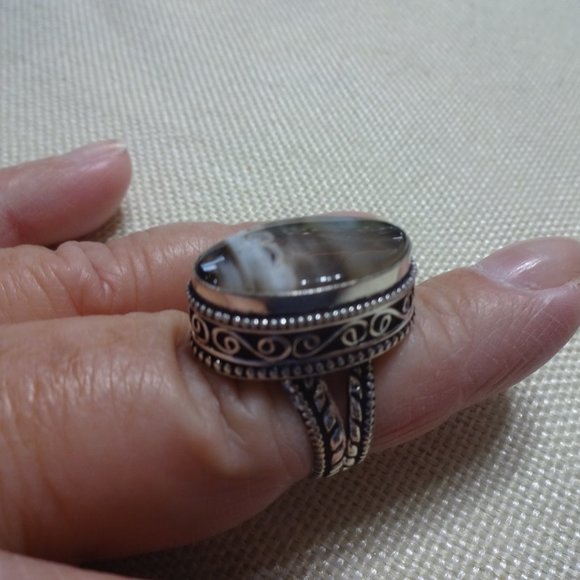Natural "MONTANA AGATE" Handmade Sterling Ring Size 8.5 #285B - Picture 2 of 3